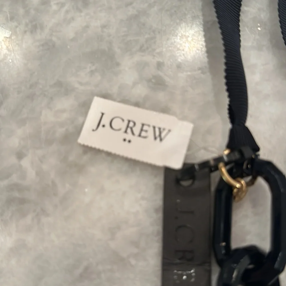 NWT J. Crew Factory Chain Link Necklace, Navy, Pouch - Picture 5 of 5